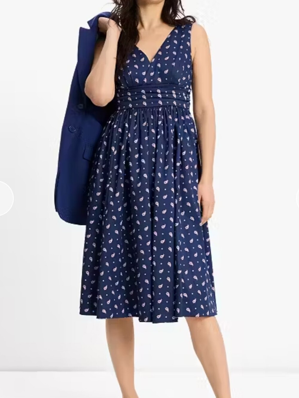 Kate Spade NWT Paisley Foulard V-neck Dress In French Navy Size 8